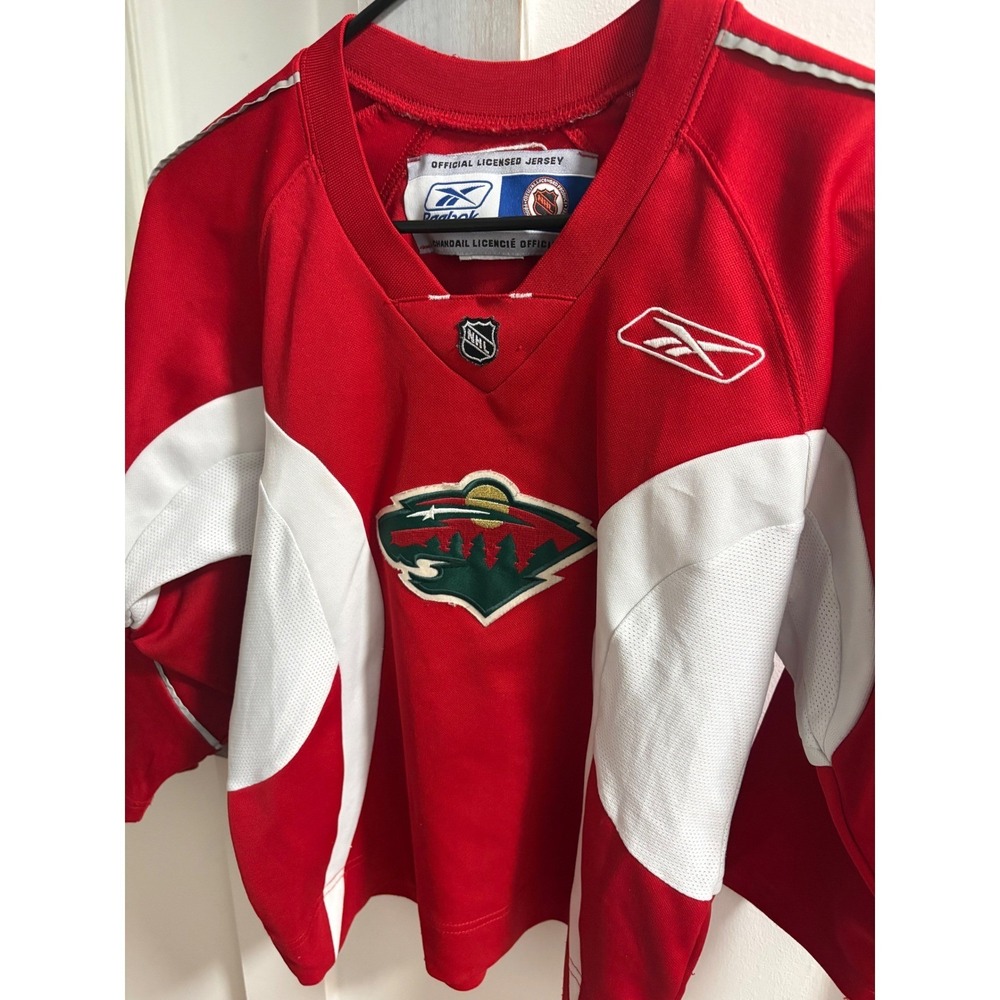 Reebok Minnesota Wild NHL Hockey Jersey Youth Medium Red White CCM Licensed